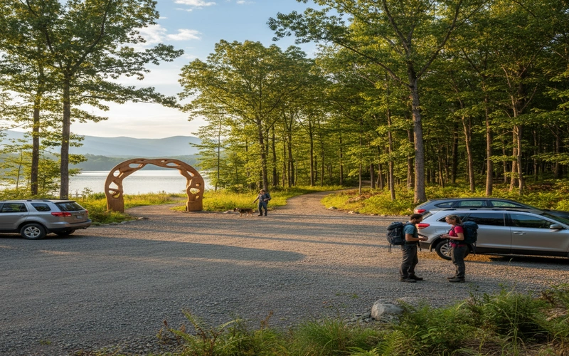 Proposed access point location with parking area and trail entrance signage for Ashuwillticook extension