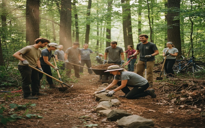 Berkshire Bike Path Council volunteers at trail work day