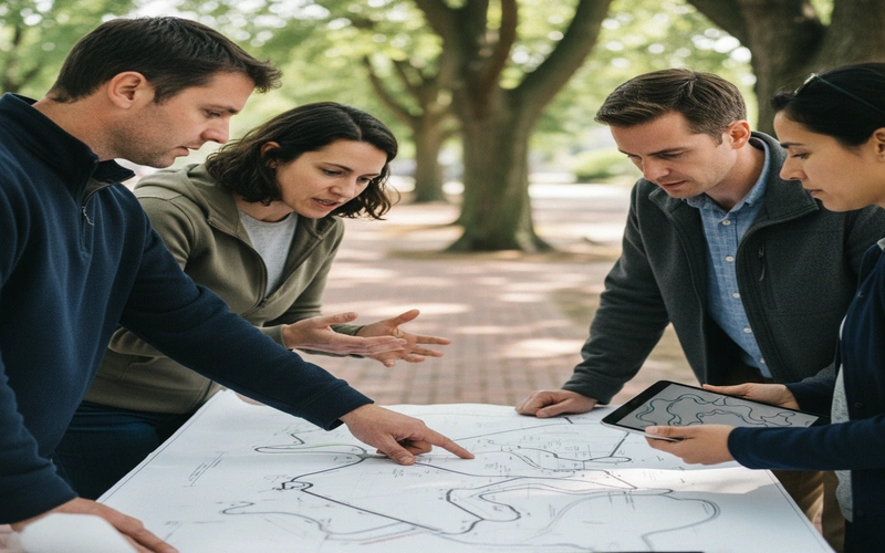 Williamstown residents discussing bike path design details with Berkshire Bike Path Council representatives